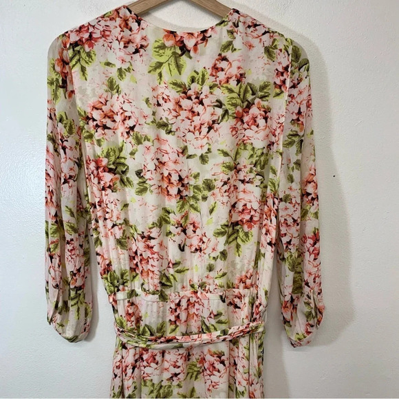 J Jill Midi Dress Small Pink Floral Cottage Core Flowy Boho‎ Coastal Peasant - Picture 7 of 15